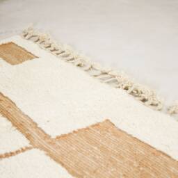 Moroccan Rug White - Handmade Furniture & Decor White Brown Tufted Mid Century Modern Area Minimalist Beni Ourain - thumbnail 3