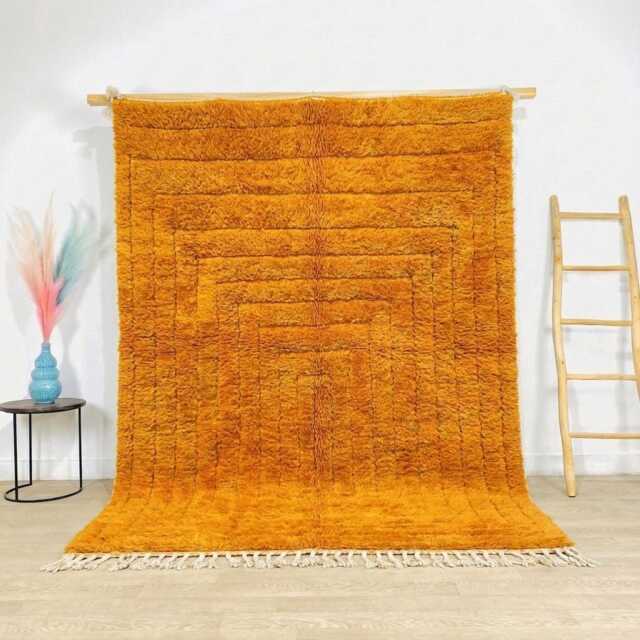 Orange Geometric Shag Rug, Large Area Boho Home Decor, Moroccan Berber Wool Carpet, Style Rug - image 1