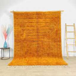 Orange Geometric Shag Rug, Large Area Boho Home Decor, Moroccan Berber Wool Carpet, Style Rug