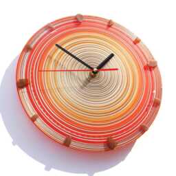 Orange Spiral Glass Wall Clock Boho Art Home Decor - thumbnail 3
