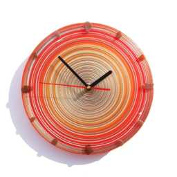 Orange Spiral Glass Wall Clock Boho Art Home Decor - thumbnail 2