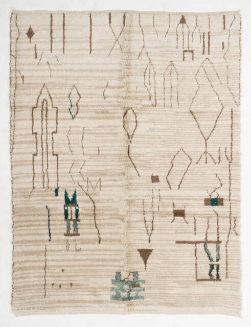 Handmade Beige Berber Rug Moroccan Tribal Wool Carpet - 8'x10' - image 1