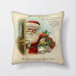 Vintage Santa Claus St Nick Christmas - Cushion Cover Case Or Stuffed With Insert