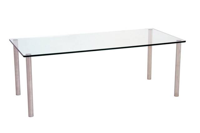 Micro Glass Dining Table With Matt Nickel Legs