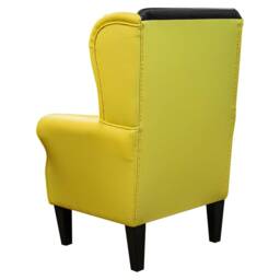 Yellow & Black Vinyl Handmade Wingback Armchair - Fireside Accent Upholstered Chair British Custom Made - thumbnail 3
