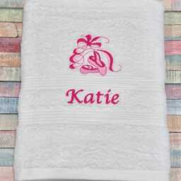 Personalised Ballet Bath Towel Embroidered Pointe Shoes, Girls Ballerina Gift - thumbnail 2