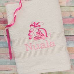 Personalised Ballet Bath Towel Embroidered Pointe Shoes, Girls Ballerina Gift - thumbnail 1