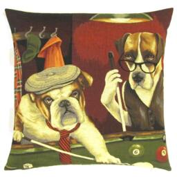 Tapestry Dog Pillow Covers Whimsical Dogs Playing Games, Set Of 3 - thumbnail 2