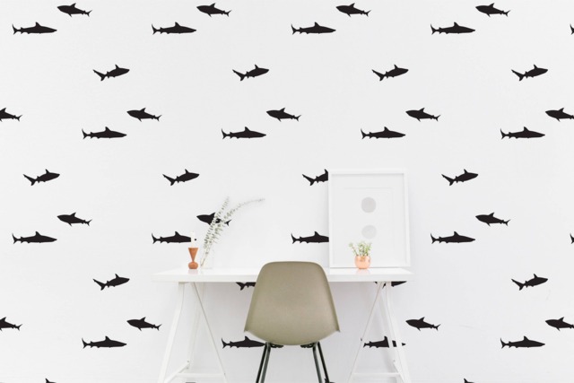 Shark Wall Decal Nautical Kids Room Marine Fish Wall Sticker Bedroom Office Pattern Wallpaper Vinyl Decals Bar Stickers Home Decor - image 1