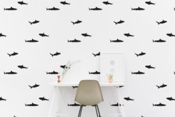 Shark Wall Decal Nautical Kids Room Marine Fish Wall Sticker Bedroom Office Pattern Wallpaper Vinyl Decals Bar Stickers Home Decor - thumbnail 1