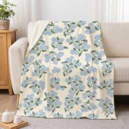 Blue Hydrangea Blanket, Gifts For Lover, Garden Flower Bedding, White Gift Woman - thumbnail 3