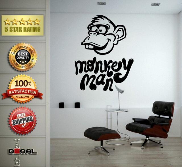 Funny Cartoon Monkey Man Head Words Wall Decal Vinyl Sticker Mural Room Decor L1761 - image 1