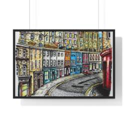 Edinburgh Victoria Street Art Print Framed Scotland Home Decor - thumbnail 1