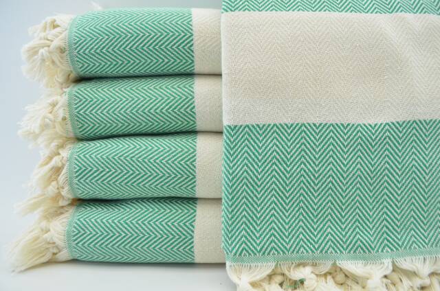 "Turkish Blanket, Herringbone Blanket, 79""x95" - image 1