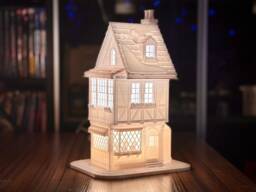 Winter Christmas Bavarian Cottage Lamp - Light - Pastry House Old World Charm Snow Tudor Vintage Snowy - thumbnail 1