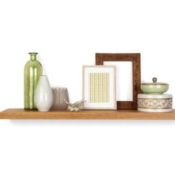 Wall Shelf Wood Oak Wall Board Hanging Bookcase Wooden Solid Load Capacity Up To 20Kg Kitchen Living Room Hallway Or Office - thumbnail 2