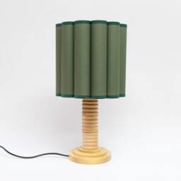 Handmade Olive Green Fabric Table Lamp With Wooden Base-50# - thumbnail 2