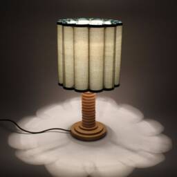 Handmade Olive Green Fabric Table Lamp With Wooden Base-50# - thumbnail 4