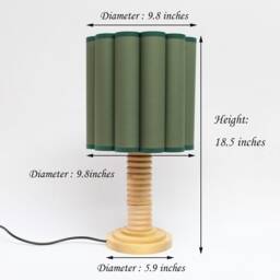 Handmade Olive Green Fabric Table Lamp With Wooden Base-50# - thumbnail 3