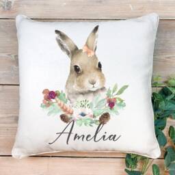 Personalised Rabbit Hare Cushion Gift, Printed Name Design , Bunny Throw Pillow For Girls Boys Nursery Bedroom Christmas Gift - thumbnail 3