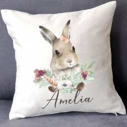 Personalised Rabbit Hare Cushion Gift, Printed Name Design , Bunny Throw Pillow For Girls Boys Nursery Bedroom Christmas Gift - thumbnail 2