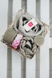 Linen Beauty Box Spa Towel Set, Headband & Sponges - Gift Wrapped - thumbnail 1