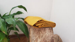 Mustard Yellow Linen Sheets - Full Size King Queen Housewarming Gift For Women - thumbnail 1