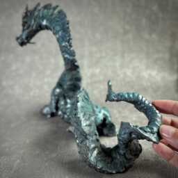 Bronze Dragon Sculpture Hand-Cast Fantasy Art Decor By Kindrie Grove - thumbnail 2