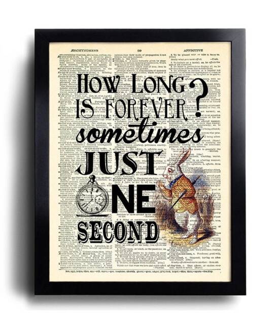 Alice in Wonderland Wall Art Poster Art, Quotes How Long Is Forever Quote Art Print Page Vintage Print 564 - image 1
