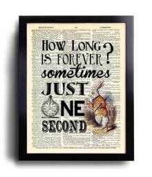 Alice in Wonderland Wall Art Poster Art, Quotes How Long Is Forever Quote Art Print Page Vintage Print 564 - thumbnail 1