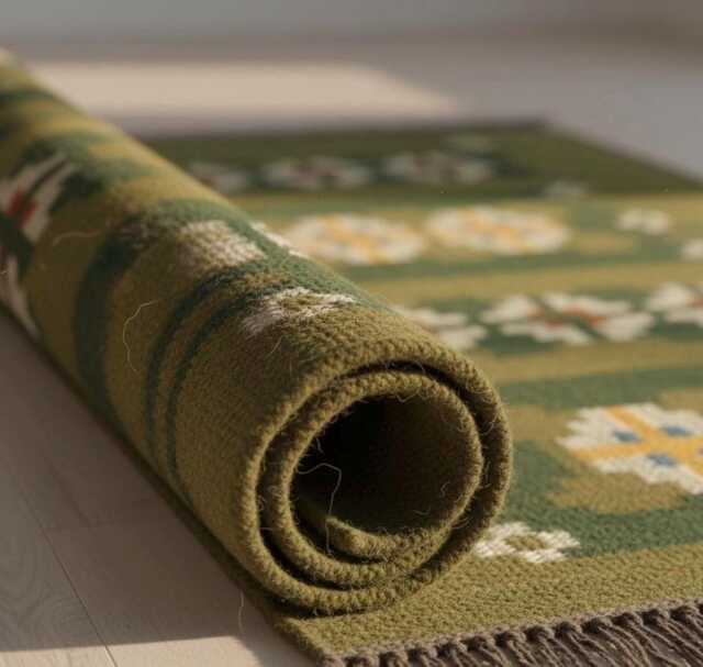 Handmade Wool Kilim Runner Rug - Geometric Scandinavian Floral Decor - image 1