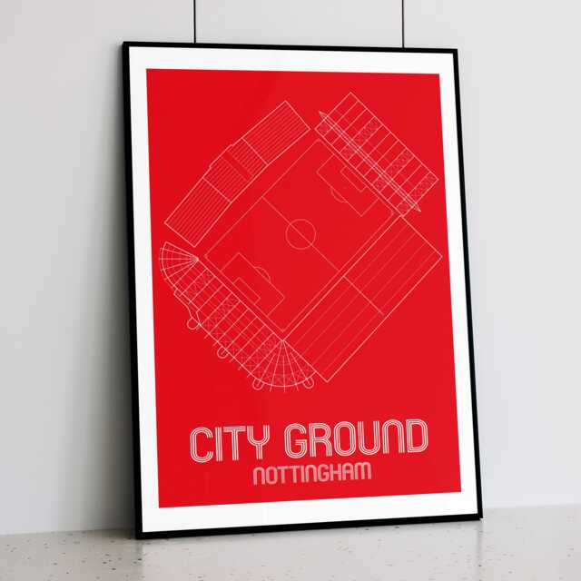 Nottingham Forest - City Ground Contemporary Print Design 3 Colour Options A5 A4 A3 30x40cm - image 1