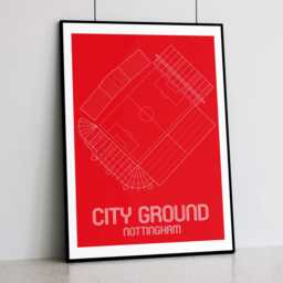 Nottingham Forest - City Ground Contemporary Print Design 3 Colour Options A5 A4 A3 30x40cm - thumbnail 1