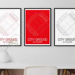 Nottingham Forest - City Ground Contemporary Print Design 3 Colour Options A5 A4 A3 30x40cm - thumbnail 2