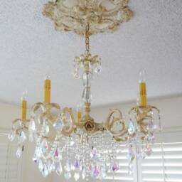 Custom Vintage Style 5 Or 6 Light Brass Chandelier With Crystals For Dining Room, Bedroom, Living Room, Handmade To Order - thumbnail 3