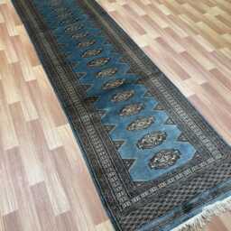 2.6x10 Gray Color Bokhara Rug - Runner Hallway Luxury Long Fine Quality Green Afghan - thumbnail 2