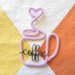 Knitted Wire Coffee Mug Sign Art Decor Lover Kitchen Wall Unique Gift - thumbnail 2