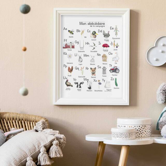 Abc Print, Children's Alphabet Farm Animal Educational Poster - image 1