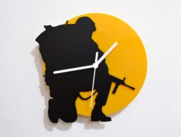 Army Soldier - Black & Yellow Silhouette Wall Clock