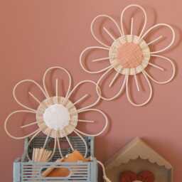Large Rattan Anemone Flower - Wall Decoration For Children's & Baby's Room - thumbnail 3