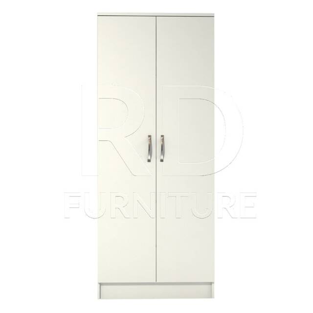 White Wardrobe Ready Assembled Classic 2 Door Wardrobe, Double Wardrobe - image 1