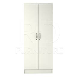 White Wardrobe Ready Assembled Classic 2 Door Wardrobe, Double Wardrobe