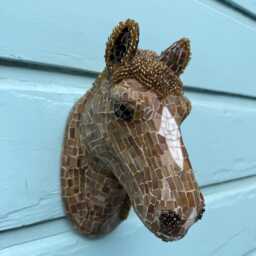 Palomino Mosaic & Beaded Horse Head Wall Hanging - thumbnail 2