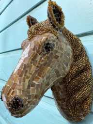 Palomino Mosaic & Beaded Horse Head Wall Hanging - thumbnail 1