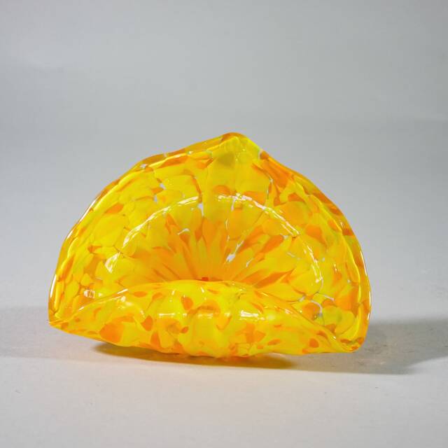 Blown Glass Business Card Or Phone Holder Yellow - image 1