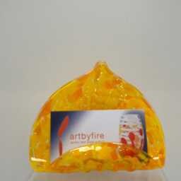 Blown Glass Business Card Or Phone Holder Yellow - thumbnail 4
