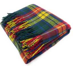 Buchanan Modern Tartan Wool Blanket, Scottish Made, Fringed Edges