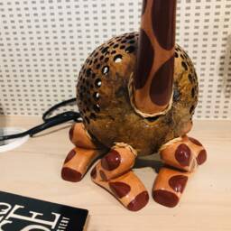 Giraffe Sitting Animal Lamp Coconut Shell Bedroom Table Floor Light Wooden Garden Handmade - thumbnail 3