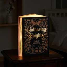 Wuthering Heights Folding Book Lamp, Dark Academia Night Light, Height Novel Inspired Reading Lover Gift - thumbnail 3