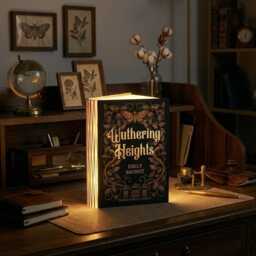 Wuthering Heights Folding Book Lamp, Dark Academia Night Light, Height Novel Inspired Reading Lover Gift - thumbnail 2